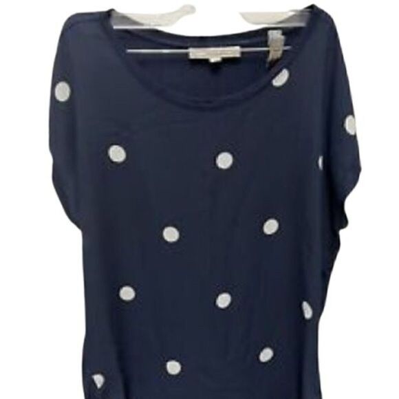 Loft Navy Blue Polka Dot Shirt Size XS - Picture 2 of 3